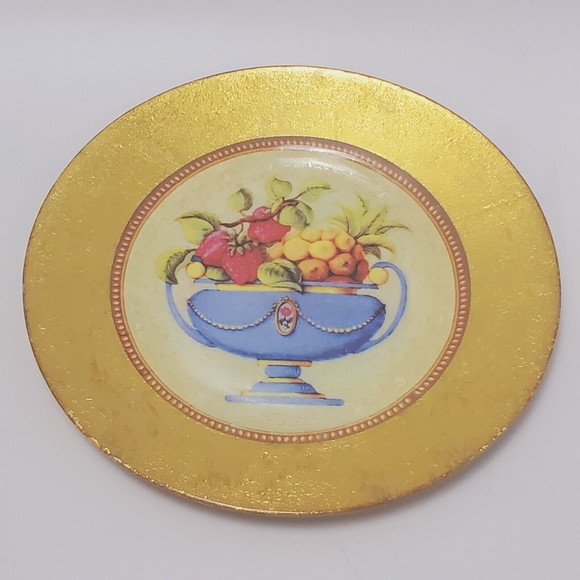 Glass Fruit Decorative Floral Plates Fruit in Bowls Set Of 3 Gold 8 Inches - Picture 6 of 9